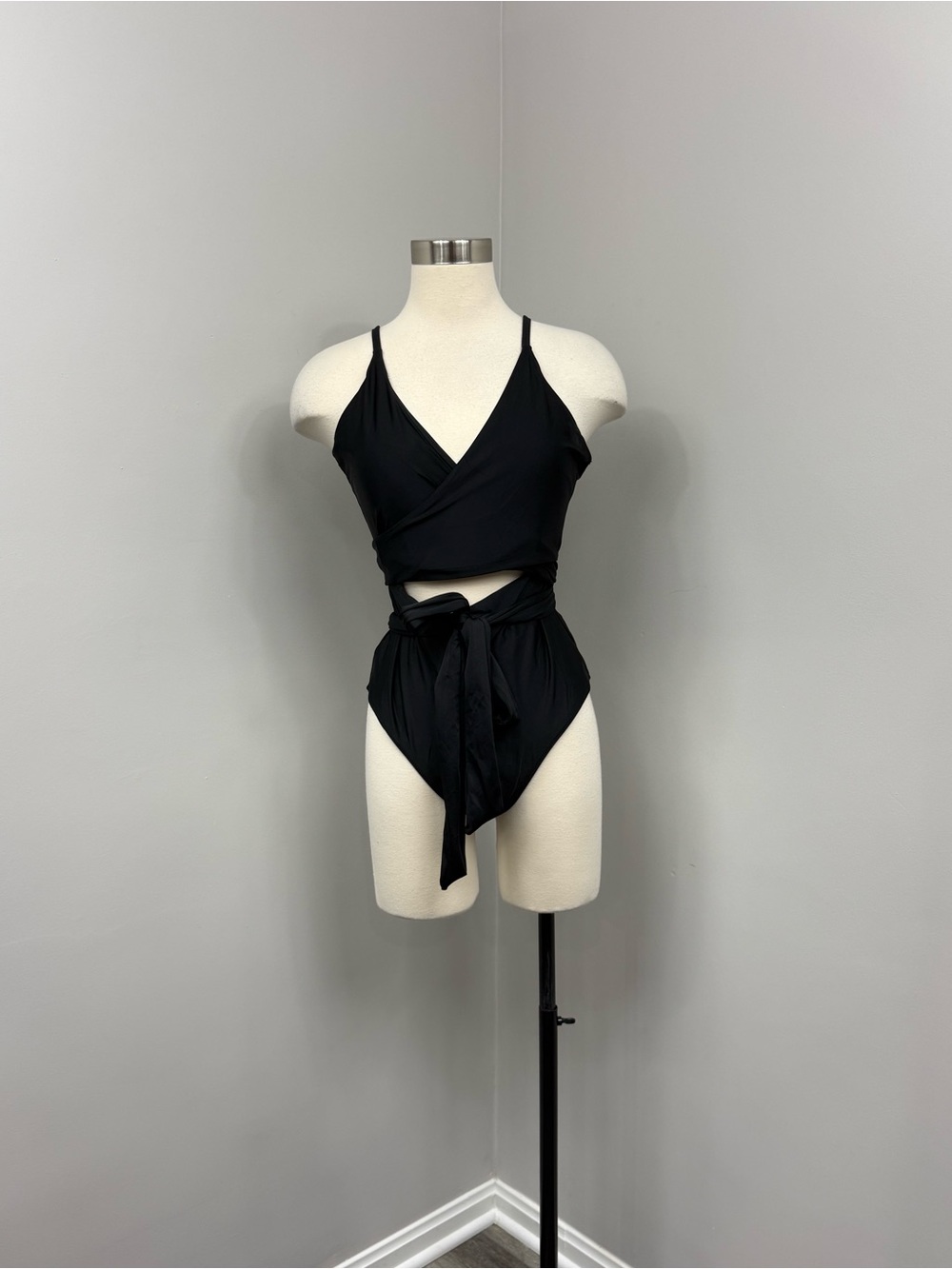 Aerie Black Wrap One Piece Swimsuit